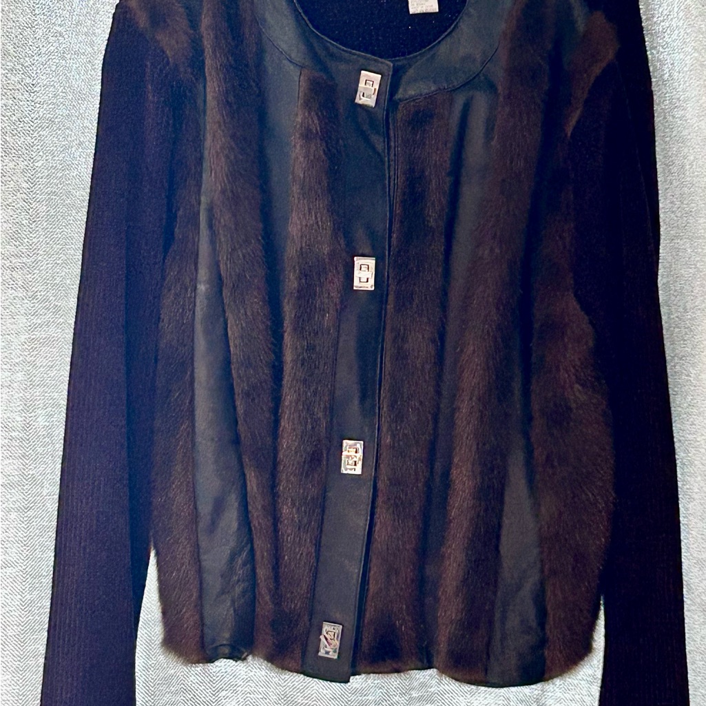 Lisa International Black And Brown Teddy Jacket